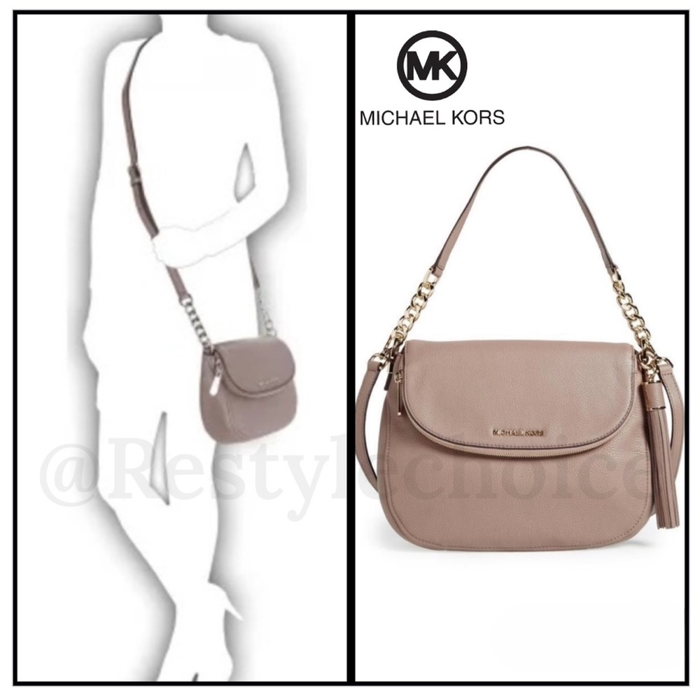 Michael Kors Bedford Tassel Leather Convertible Bag nude pink